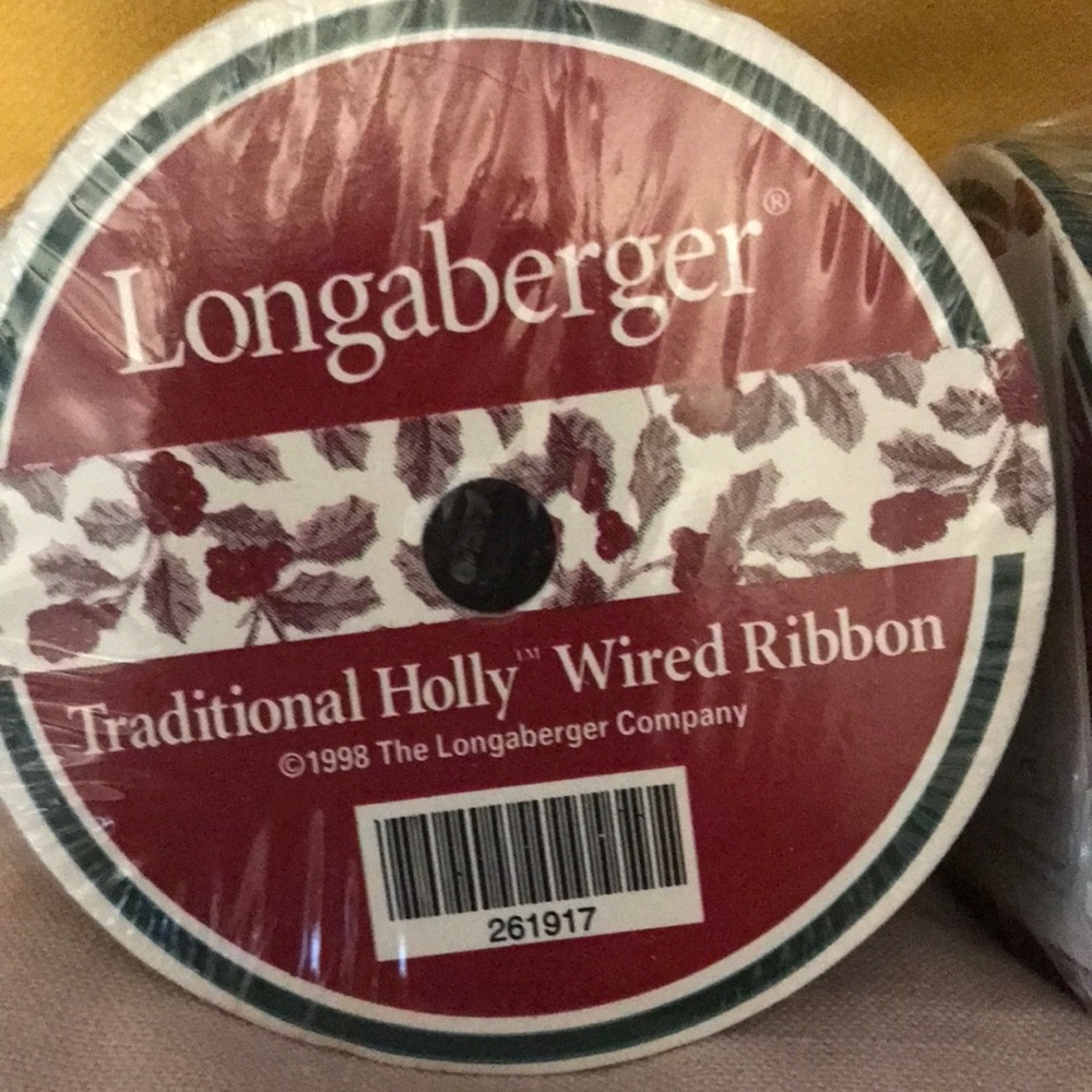 Longaberger Basket Wired Ribbon. Classic Holiday Print 2